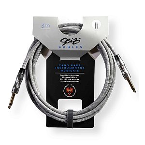 Cabo Seizi Para Guitarra Violão Baixo P10 3m Têxtil Naval Cinza