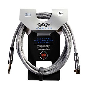 Cabo Seizi Para Guitarra Violão Baixo P10L 3m Têxtil Naval Cinza