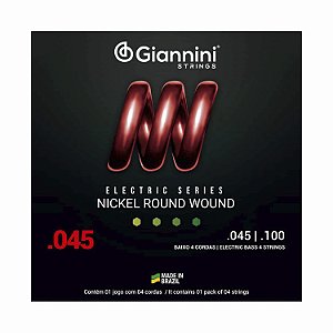 Encordoamento Giannini Baixo 4 cordas 045 100 Nickel Round Wound GEEBRS