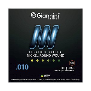 Encordoamento Giannini Guitarra 010 046 Nickel Round Wound GEEGST10
