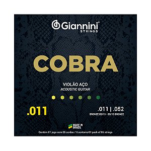 Encordoamento Giannini Violão Aço 011 052 Cobra Bronze 85/15 GEEFLK