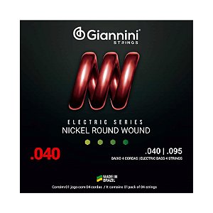 Encordoamento Giannini Baixo 4 cordas 040 095 Nickel Round Wound GEEBRL