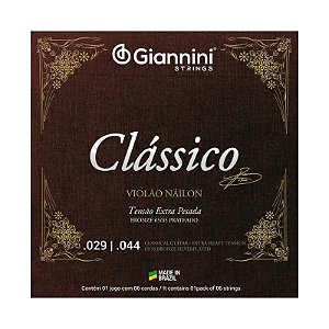 Encordoamento Giannini Violão Nylon Clássico Bronze 65/35 GENWXPA Extra Pesada