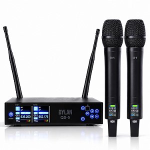 Microfone Sem Fio Dylan Duplo Qs-5 Profissional 300 Canais