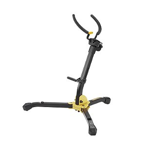 Suporte Hercules Saxofone Alto/Tenor DS630BB Sistema de Trava Auto Grip, Apoio Ajustável, Com Bag
