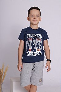 Conjunto Infantil Camiseta NY e Bermuda de Moletom