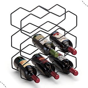 Adega Vinho Fondue Cozinha Arthi Suporte Colmeia 9 Garrafas Preto