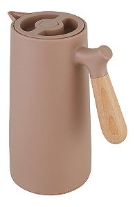 Garrafa Térmica Cabo Madeira Para Café e Chá 1L Rosa