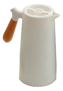 Garrafa Térmica de Café 1L Nórdica Cabo Madeira Branca