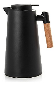 Garrafa Térmica de Café e Chá 1L Cabo de Madeira Preta