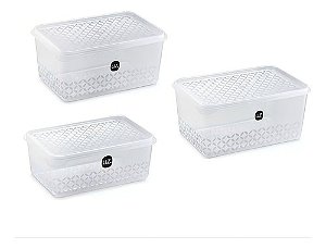 Jogo De Potes 3 Peças Uz Multiuso 3L, 2L e 1L Bpa Free Transparente