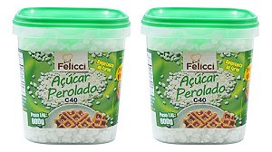 Kit 2 Potes Açúcar Perolado C40 600g Felicci