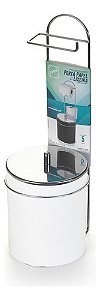 Lixeira Banheiro Branca Suporte Papel Higiênico Inox Premium