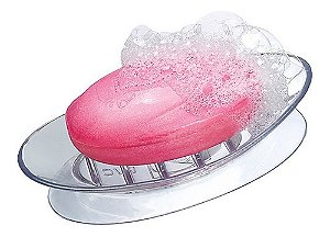 Saboneteira Silicone Com Ventosa Transparente de Sucção