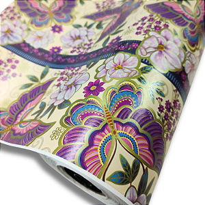 Papel De Presente Borboleta Floral Bobina 60 Cm X100 M
