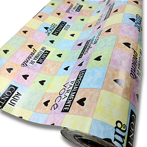 Papel De Presente Contem Amor Bobina 60 Cm X100 M