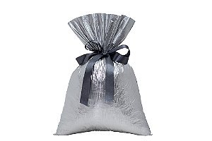 Saco Presente Soft 20x29 50 Unidades Embalagem Luxo Texturizado Prata
