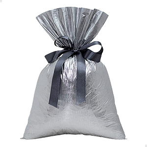 Saco Presente Soft 30X44 50 Unidades Embalagem Luxo Texturizado Prata