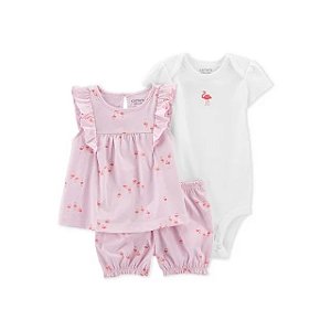 Conjunto 3 peças Carter's Child of Mine, flamingo 6-9m