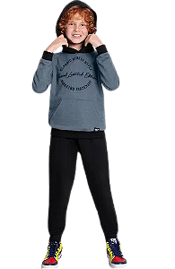 Conjunto Longo c/ Capuz Infantil Menino Style Azul