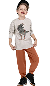 Conjunto Longo Infantil Menino Dinossauro Mescla