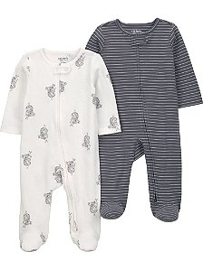 Kit macacão infantil carters child of mine Bebê menino 2 Peças com Zíper Algodão RN ao 9M.