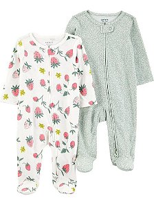 Kit macacão infantil carters child of mine Bebê menina 2 Peças com Zíper Algodão RN ao 9M