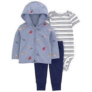 Kit bebê menino 3 peças Carters child of mine, body casaco e calça.