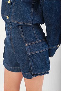 Short Jeans Cargo - Azul esc