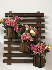 Painel com Flores de Madeira