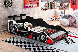 Cama Carro Formula 1 Solteiro - Preta - JA Mòveis