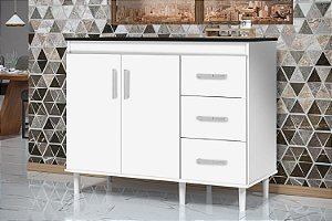 Balcão Gabinete Multiuso 2 Portas 3 Gavetas Canadense - Branco