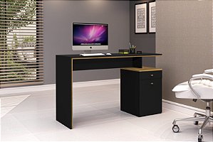 Escrivaninha Office Para Escritório 1 Porta Preto/nature Cor Nature/Preto - J&A Móveis