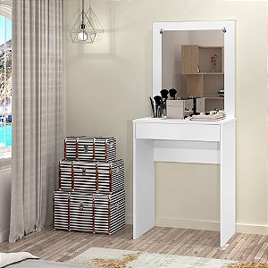 Penteadeira com Espelho Branca 1 Gaveta Sofia 40x60x36 Branco - J&A Móveis