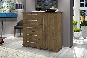 Cômoda Sapateira Detroit New 5 Gavetas 1 Porta - Jequitibá  - J & A