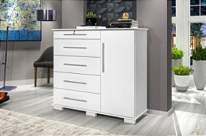 Cômoda Sapateira Detroit New 5 Gavetas 1 Porta - Branca - J & A