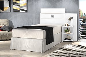 Cabeceira Box Solteiro Acapulco 0,90 - Branco - J&A Móveis