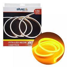 Fita Led Neon 12V rolo c/ 5mts IP65 Amarela/OURO GALAXY