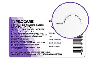 Fio De Sutura Procare Sintético Absorvível PGA Nº0/0 (40mm) C/Agulha 1/2 C/24 Unidades