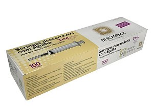 Seringa Descarpack 03ml Com Agulha 25 X 0,70mm Luer Slip C/100 Unidades