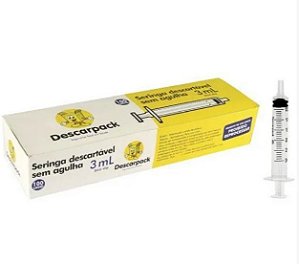 Seringa Descarpack 03ml Sem Agulha Luer Slip C/100 Unidades