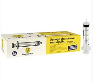 Seringa Descarpack 20ml Sem Agulha Luer Slip C/50 Unidades