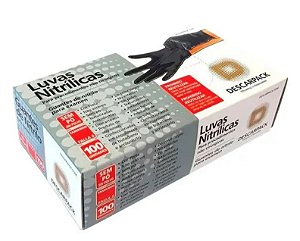 Luva Nitrílica Descarpack Preta Tam: P C/100 Unidades