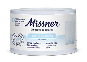 Fita Cirúrgica Hipoalergênica Em Silicone Rolo 2,5cm X 1,5m Missner