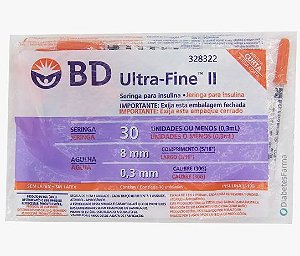 Seringa BD De Insulina  0,3cc 8mm U-Fine C/10 Unidades Ref 328322