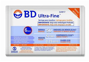 Seringa BD De Insulina  0,5cc 6mm U-Fine C/10 Unidades Ref 324917