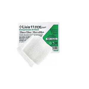 Compressa De Gaze 7,5cm X 7,5cm Estéril Lívia 13 Fios C/10 Unidades Amed