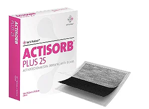 Curativo Actisorb Plus 25 Carvão Ativado 10,5 x 10,5cm Systagenix