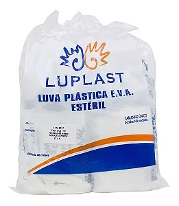 Luva Plástica E.V.A Estéril Descartável C/100 Unidades Luplast