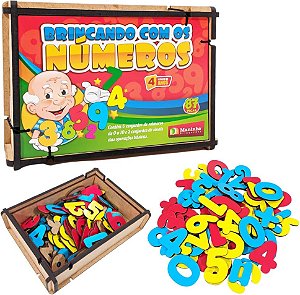 Números Móvel Em Madeira MDF Educativo Colorido 87 Peças Maninho Brinquedos